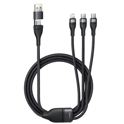 Cable de Carga USB-A / USB-C - Lightning / 2 x USB-C Baseus Flash Series III 3in1, 100W, 1.5m, Negro P10377800U01-00