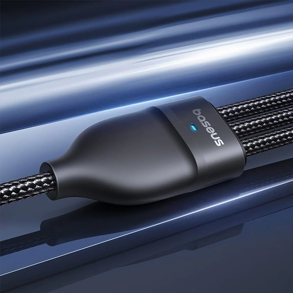 Cable de Carga USB-A / USB-C - Lightning / 2 x USB-C Baseus Flash Series III 3in1, 100W, 1.5m, Negro P10377800U01-00