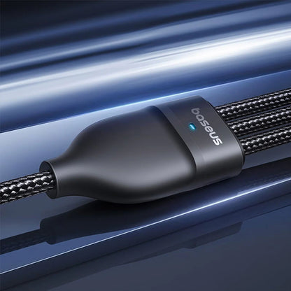 Cable de Carga USB-A / USB-C - Lightning / 2 x USB-C Baseus Flash Series III 3in1, 100W, 1.5m, Negro P10377800U01-00