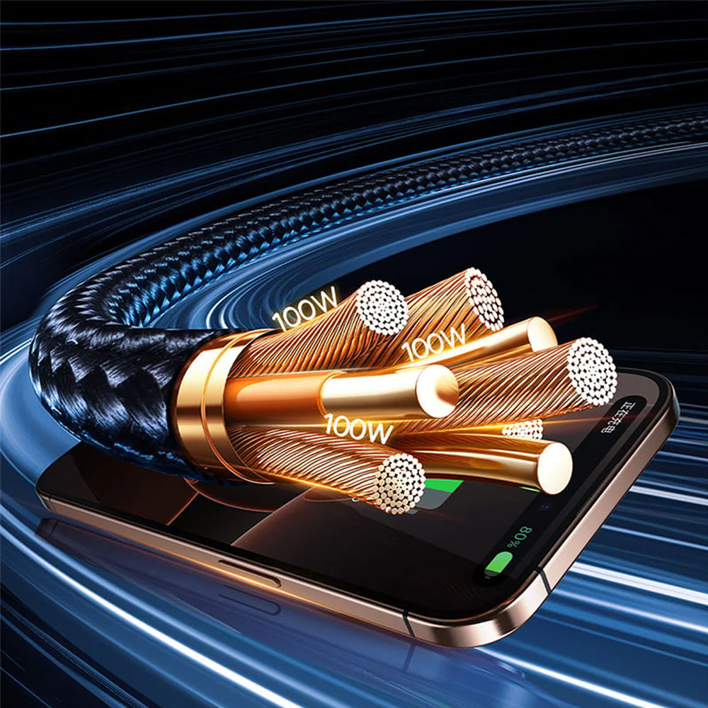 Cable de Carga USB-A / USB-C - Lightning / 2 x USB-C Baseus Flash Series III 3in1, 100W, 1.5m, Negro P10377800U01-00