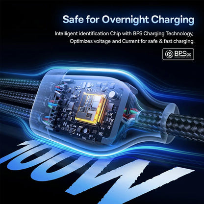 Cable de Carga USB-A / USB-C - Lightning / 2 x USB-C Baseus Flash Series III 3in1, 100W, 1.5m, Negro P10377800U01-00