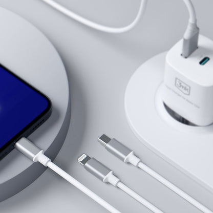 Cable de Carga USB-A / USB-C - Lightning / microUSB / USB-C 3MK Hyper 3in1, 12W, 1.5m, Blanco