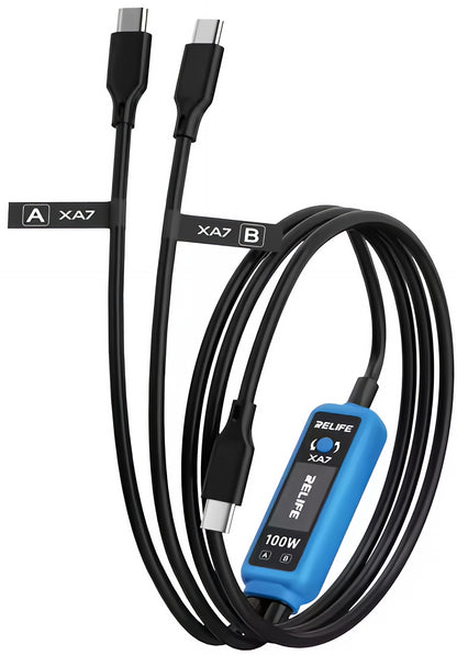 Cable de carga USB-C - 2 x USB-C Relife XA7 Display, 100W, 1.33m, Negro