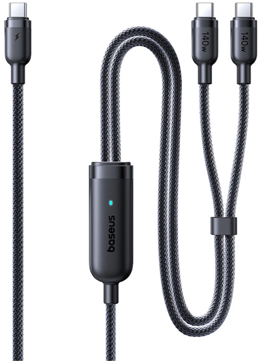 Cable de carga USB-C - 2 x USB-C Baseus Flash 4 2en1, 140W, 1.5m, Negro E0426X00