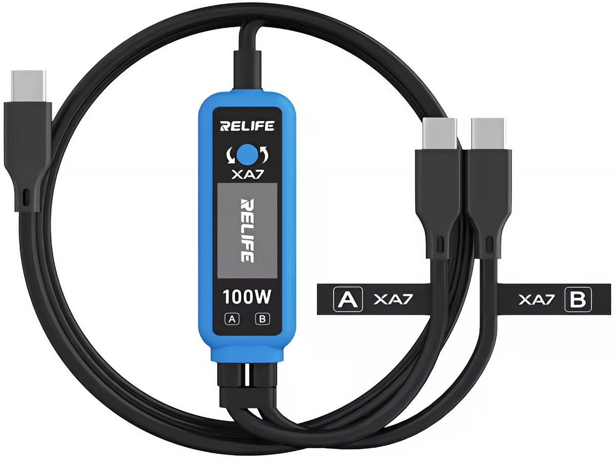 Cable de carga USB-C - 2 x USB-C Relife XA7 Display, 100W, 1.33m, Negro