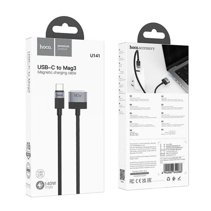 Cable de Carga HOCO U141, USB-C - MagSafe 3, 140W, 1.8m, Negro
