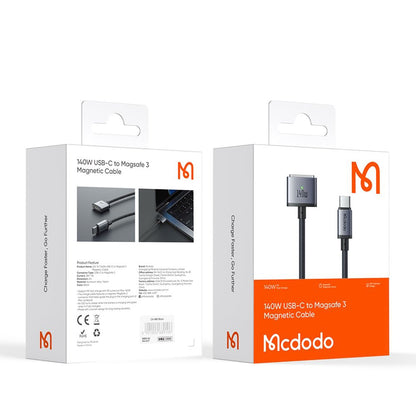 Cable de Carga McDodo CA-1470, USB-C - MagSafe 3, 140W, 2m, Negro