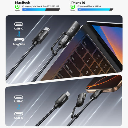 Cable de carga USB-C - USB-C / MagSafe 3 Lisen, 140W, 2m, Gris YL0124070021