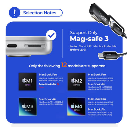 Cable de carga USB-C - USB-C / MagSafe 3 Lisen, 140W, 2m, Gris YL0124070021