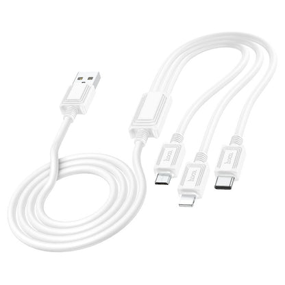 Cable de carga USB-A - Lightning / microUSB / USB-C HOCO X74 3en1, 18W, 1m, Blanco