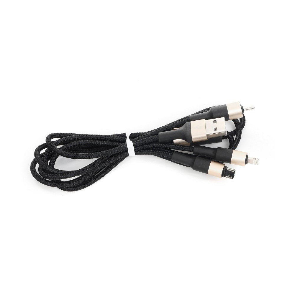 Cable de carga USB-A - Lightning / microUSB / USB-C HOCO X26 Xpress 3en1, 18W, 1m, Dorado