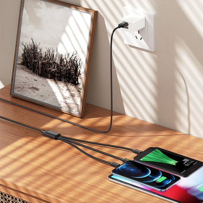 USB-A Charging Cable - Lightning / microUSB / USB-C HOCO X74 3in1, 18W, 1m, Black