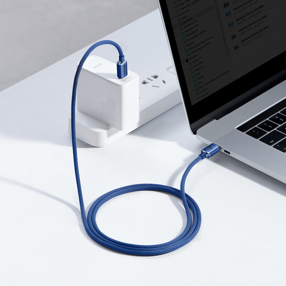 Cable de carga y datos USB-C - USB-C Serie Crystal Shine de Baseus, 100 W, 1,2 m, azul CAJY000603