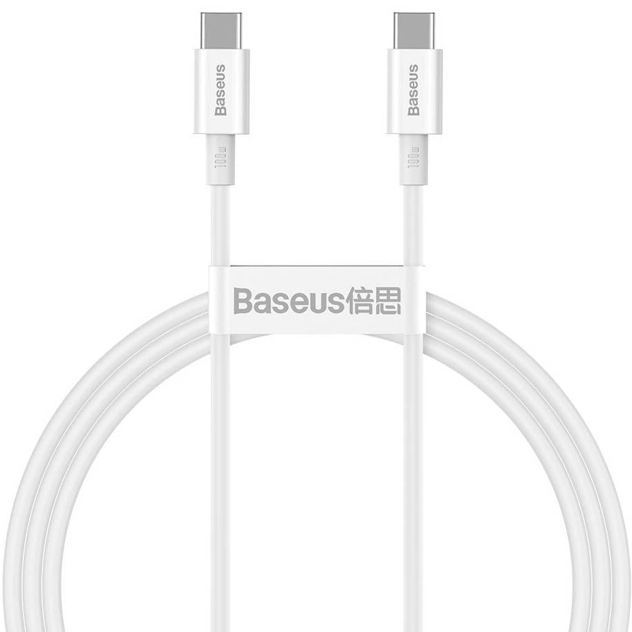 Cable de carga y datos USB-C - USB-C Baseus Superior Series, 100W, 1m, Blanco CATYS-B02