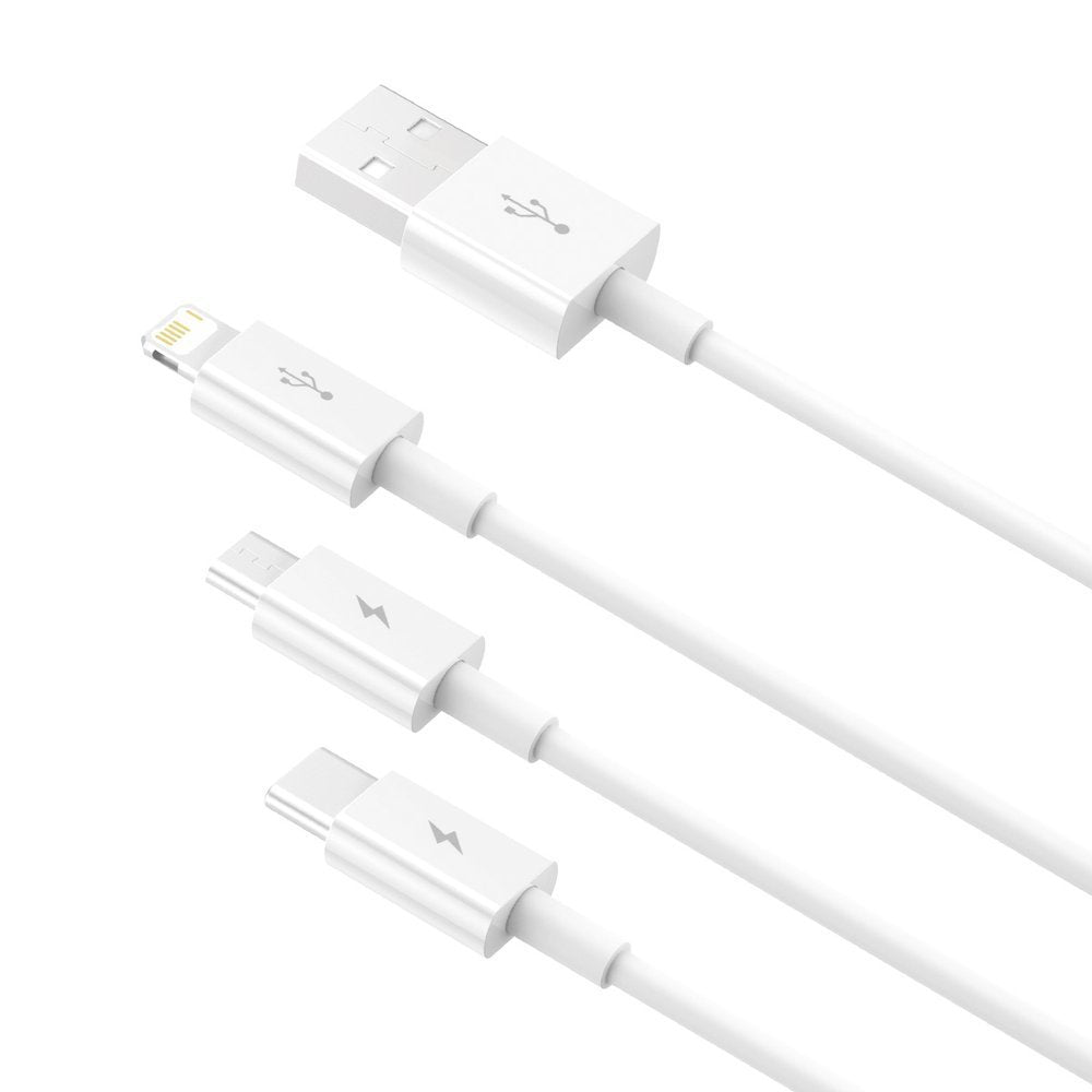 Cable de carga USB-A - Lightning / microUSB / USB-C Baseus Superior 3in1 Series, 20W, 1.2m, Blanco CAMLTYS-02 