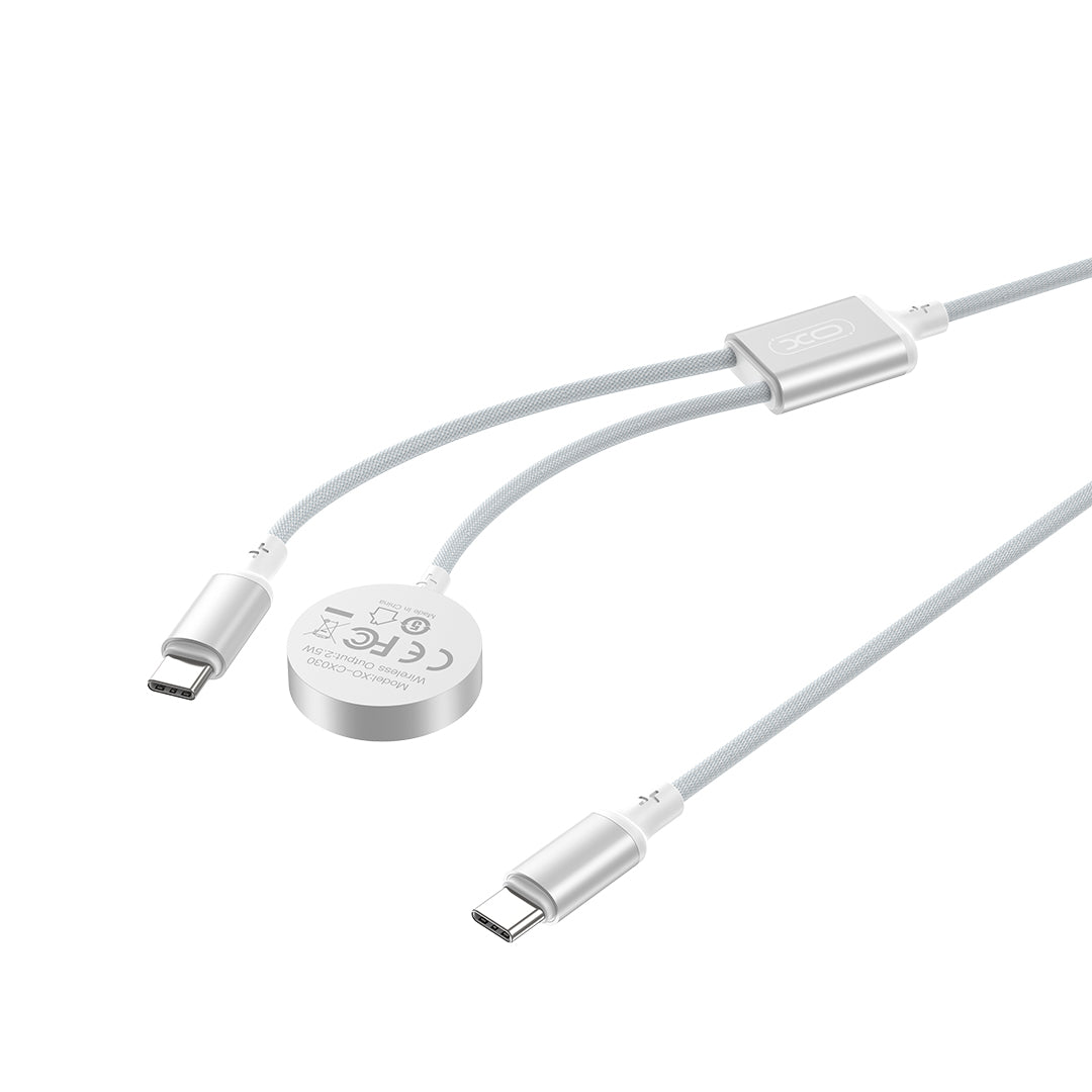 Cargador inalámbrico XO Design CX030 para Apple Watch Series, USB-C, Blanco
