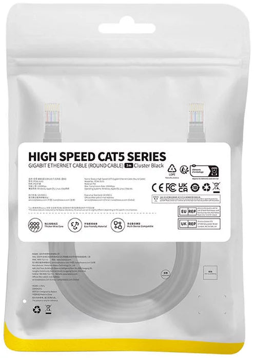 Cable de Red Baseus, UTP, Cat5, 3m, Negro B00133206111-04