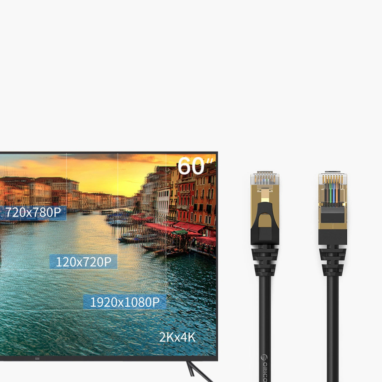 Cable de Red Orico PUG-C7, UTP, Cat7, 0.5m, Negro