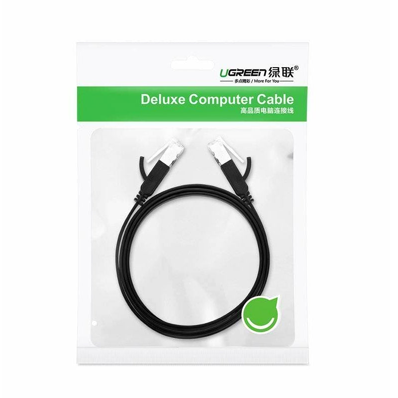 UGREEN Cable de Red NW101 Plano, UTP, Cat6, 1m, Negro 