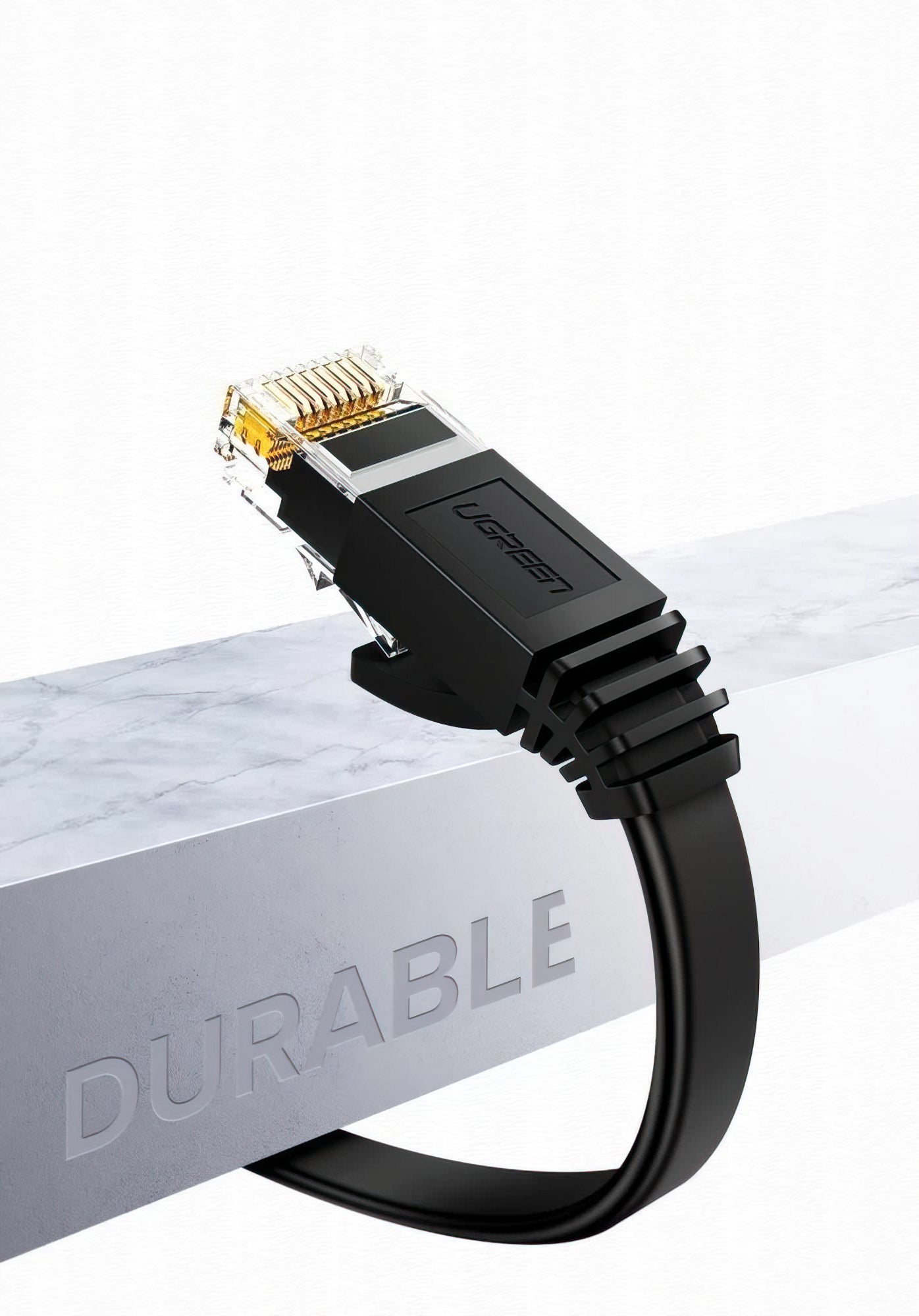 UGREEN NW102 Flat Network Cable, UTP, Cat6, 3m, Black