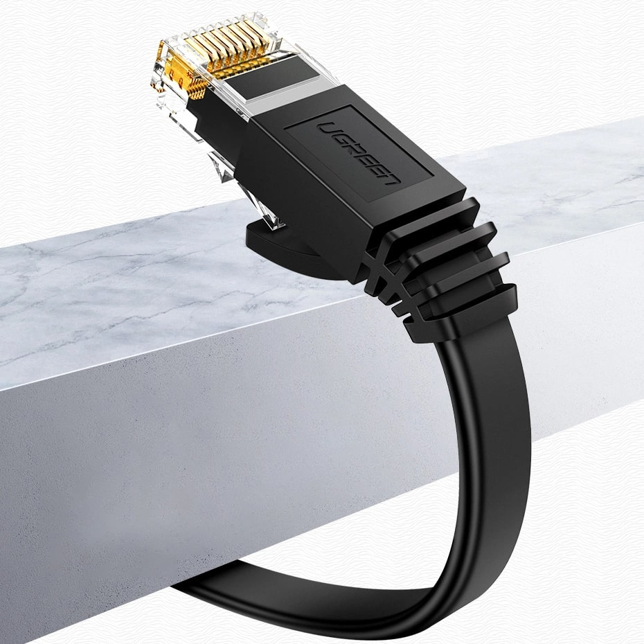 Cable de Red UGREEN NW102 Flat, UTP, Cat6, 0.5m, Negro