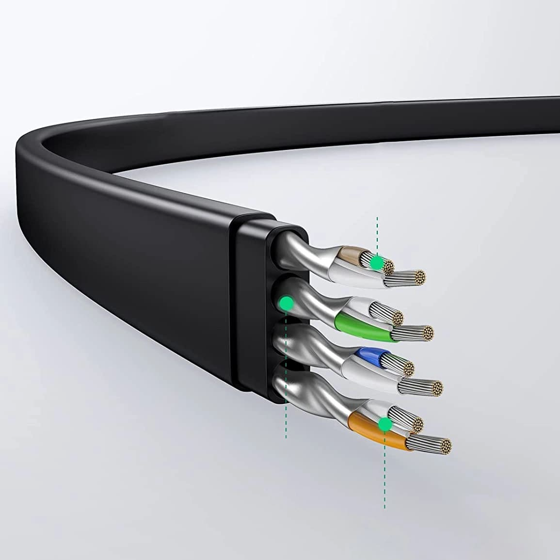 Cable de Red UGREEN NW102 Flat, UTP, Cat6, 0.5m, Negro