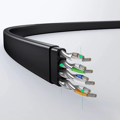 Cable de Red UGREEN NW102 Flat, UTP, Cat6, 0.5m, Negro