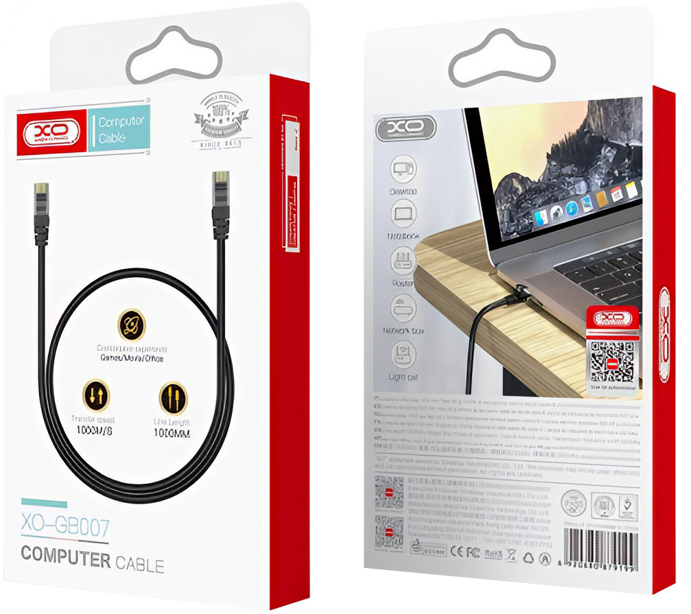 Cable de Red XO Design GB007, UTP, Cat6, 1m, Negro