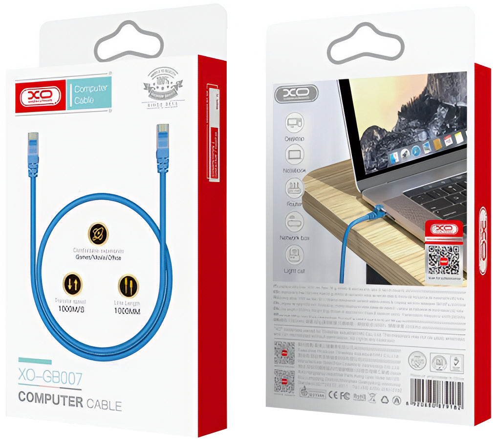 Cable de Red XO Design GB007, UTP, Cat6, 1m, Azul