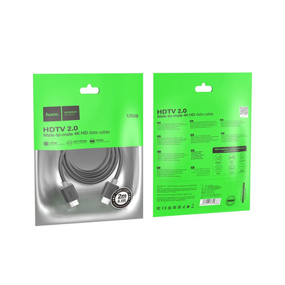 Cable de Video HOCO US08, HDMI - HDMI, 4K, 2m, Negro