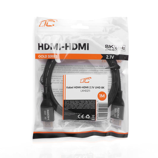 Cable de Video LTC Gold, HDMI - HDMI, 8K, 1m, Negro