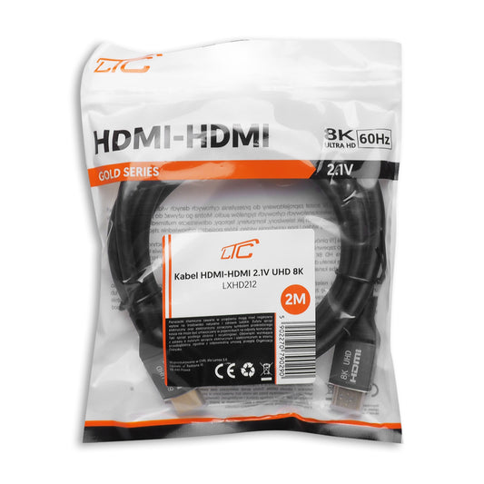 Cable de Video LTC Gold, HDMI - HDMI, 8K, 2m, Negro