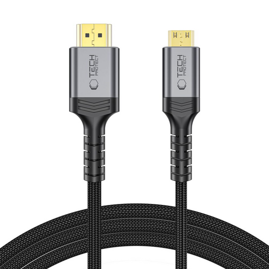 Cable de vídeo Tech-Protect Ultraboost 2, miniHDMI - HDMI, 8K, 2m, Negro