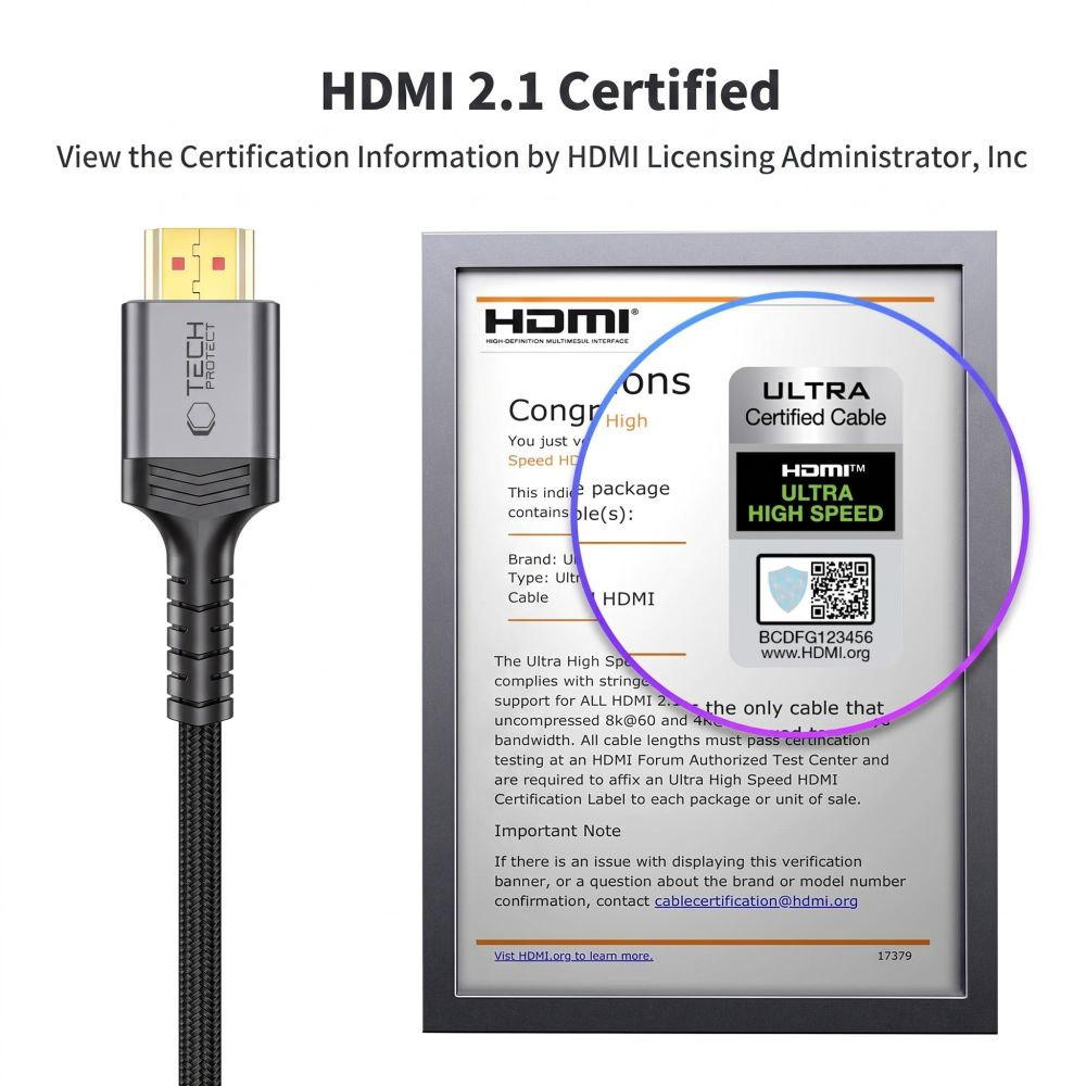 Cable de vídeo Tech-Protect Ultraboost 2, HDMI - HDMI, 8K, 2m, Negro