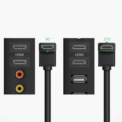 Cable de vídeo UGREEN en ángulo, HDMI - HDMI, 4K, 1 m, negro 