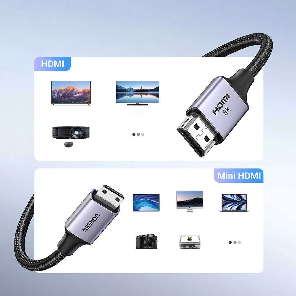 Cable de Video UGREEN HD163, miniHDMI - HDMI, 8K, 2m, Gris