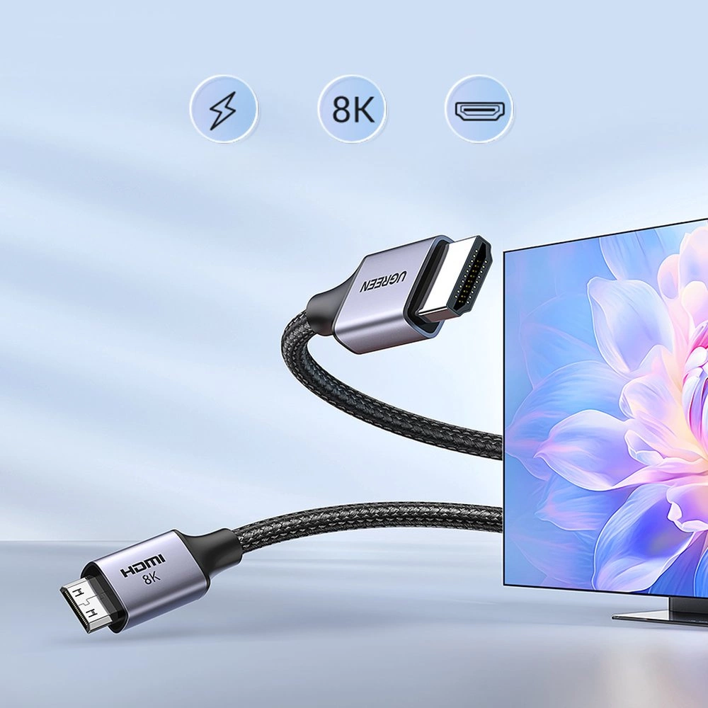 Cable de Video UGREEN HD163, miniHDMI - HDMI, 8K, 2m, Gris
