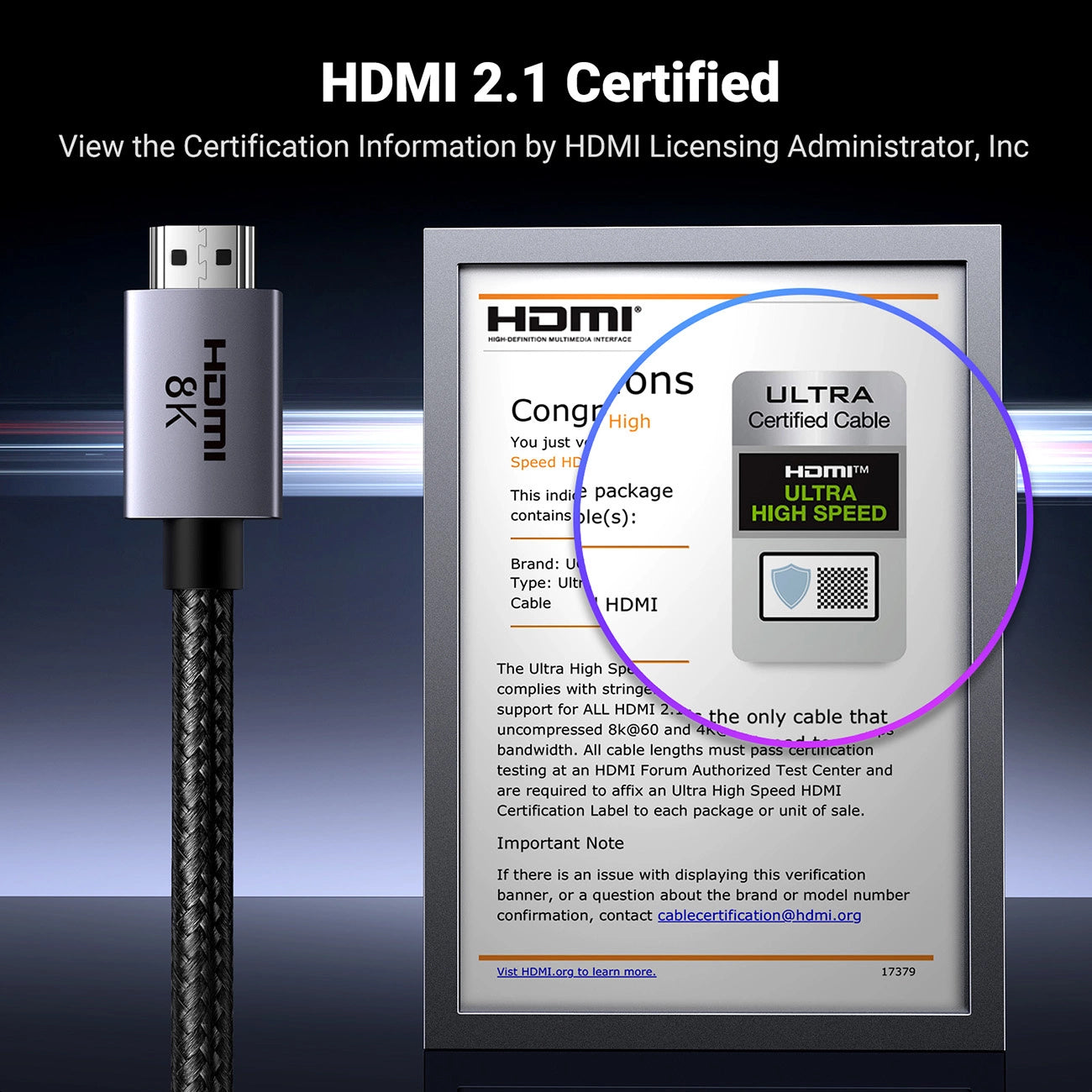 Cable de Video UGREEN HD171, HDMI - HDMI, 8K, 1m, Negro