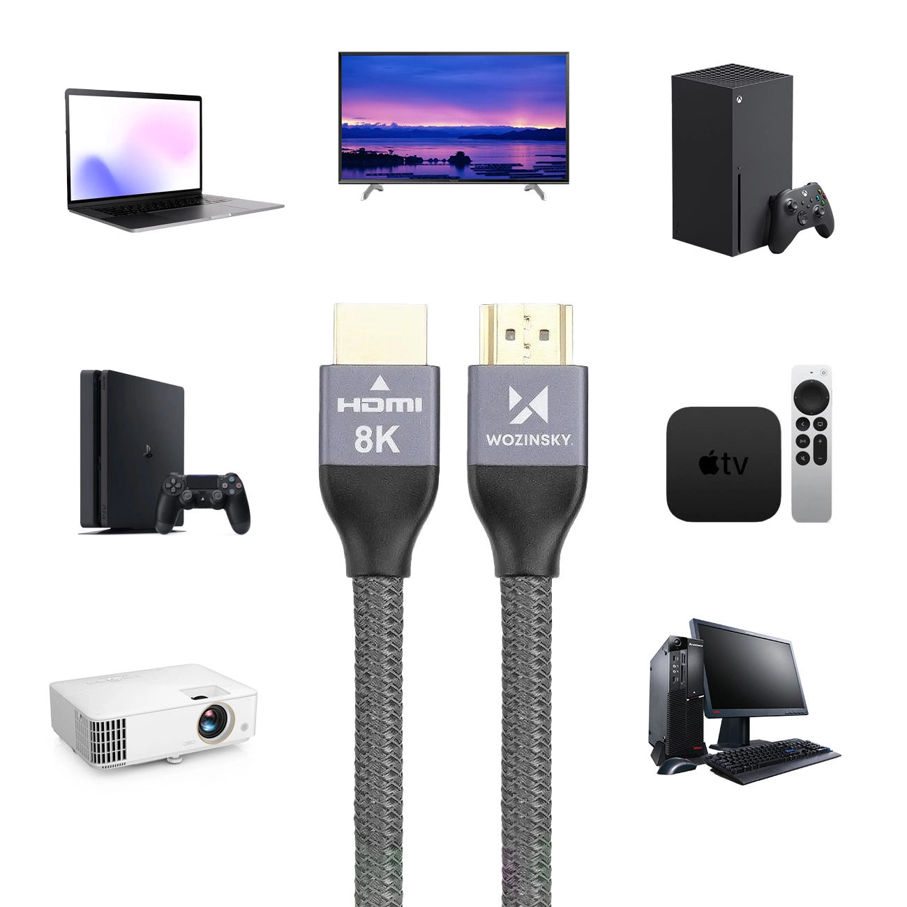 Cable de vídeo WZK Ultraboost, HDMI - HDMI, 8K, 3 m, gris WHDMI-30 WHDMI-30 