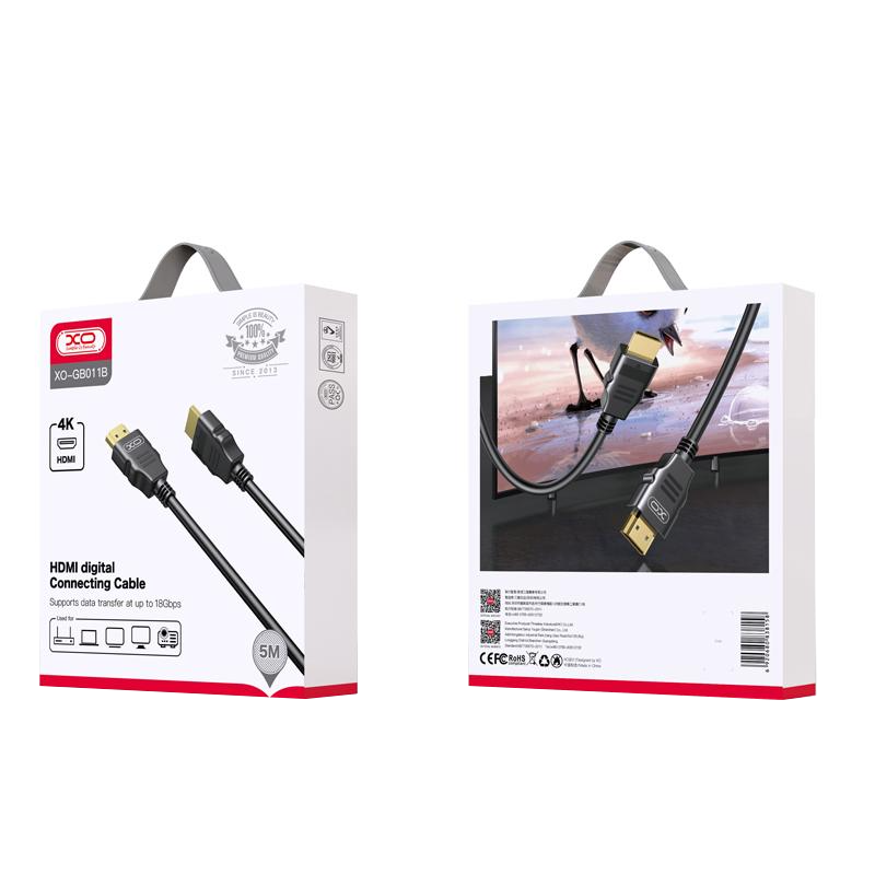 Cable de Video XO Design GB011B, HDMI - HDMI, 4K, 5m, Negro