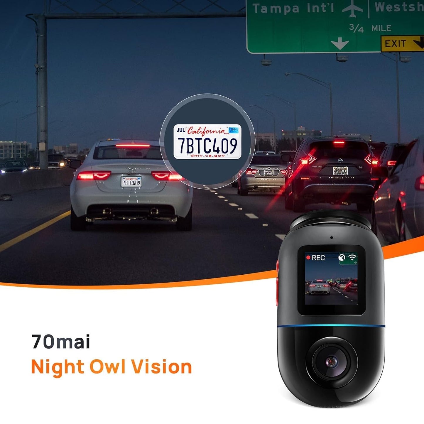 70mai Dash Cam Omni 360 X200, 1080P, 32Gb, Wi-Fi, GPS, AI, Control por Voz, Pantalla 1.2inch X200-32-BK