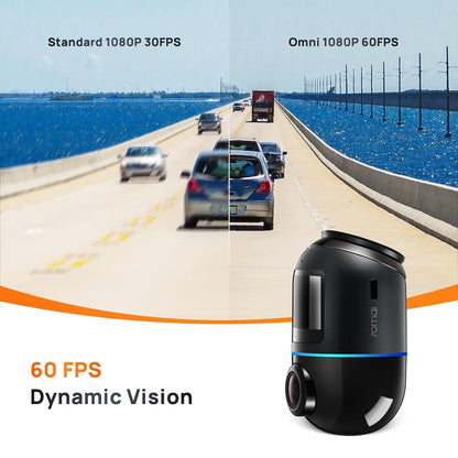 70mai Dash Cam Omni 360 X200, 1080P, 32Gb, Wi-Fi, GPS, AI, Control por Voz, Pantalla 1.2inch X200-32-BK