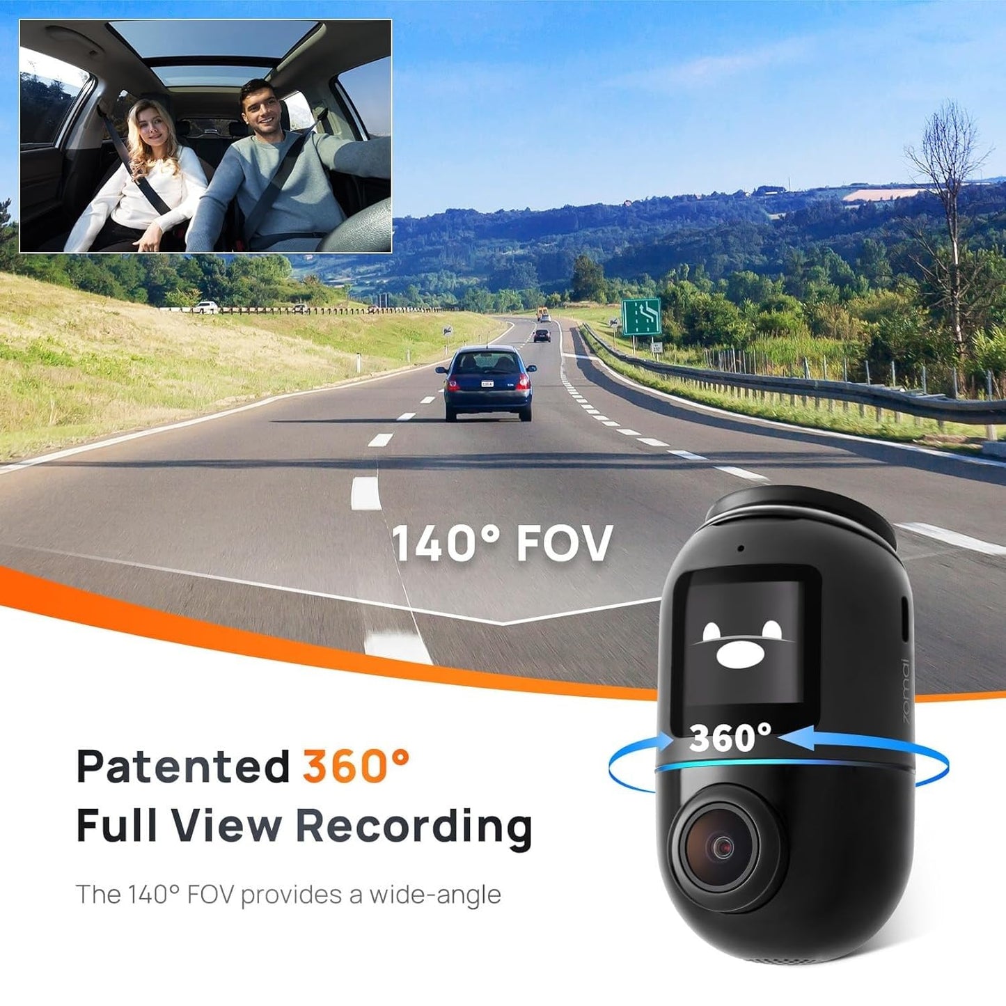 70mai Dash Cam Omni 360 X200, 1080P, 32Gb, Wi-Fi, GPS, AI, Control por Voz, Pantalla 1.2inch X200-32-BK