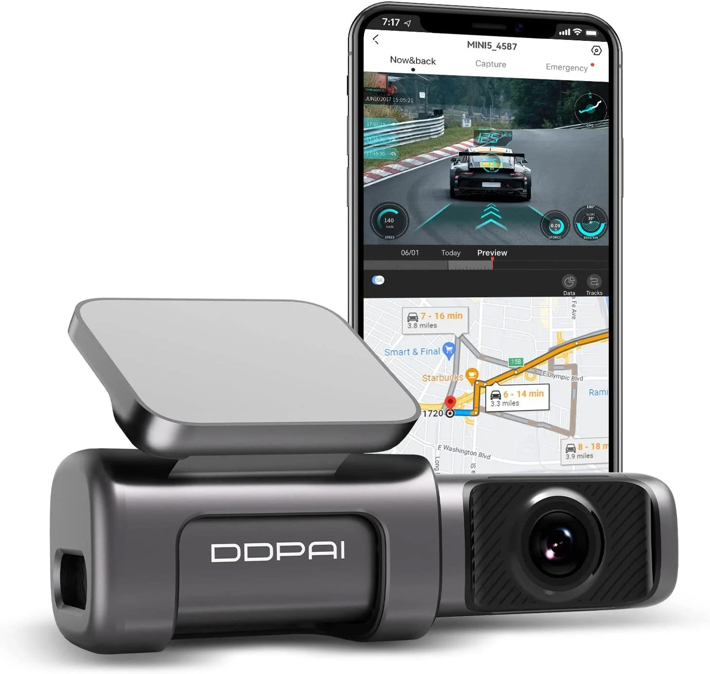 DDPAI Mini5 Cámara de coche, 4K, Wi-Fi 