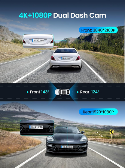 Cámara Auto Delantera Trasera DDPAI Z50 Pro Dual, 4K, Wi-Fi, GPS, Pantalla de 3 pulgadas