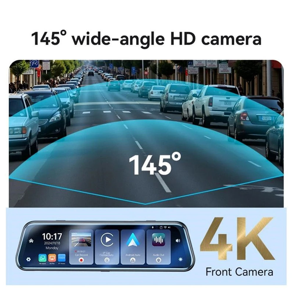 Cámara Auto Yesido KM24 con Carplay / Android Auto, 4K, Pantalla de 9.66 pulgadas