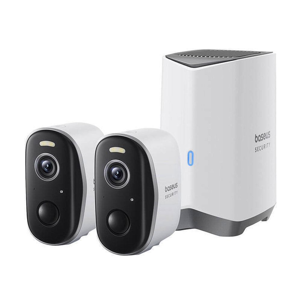 Cámara de Vigilancia Baseus N1 Plus, Wi-Fi, 2K, IP67, Exterior, Set 2 piezas S0TW012131