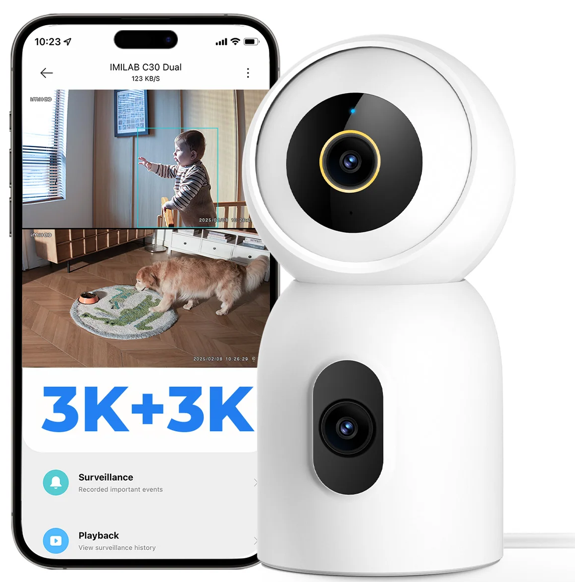 Cámara de vigilancia iMILAB C30 Dual, Wi-Fi, 3K, para interiores CMSXJ111A
