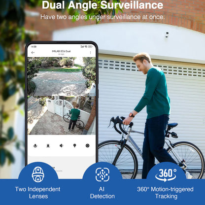 Cámara de vigilancia iMILAB EC6 Dual, Wi-Fi, 2K, IP66, Exterior CMSXJ68A 