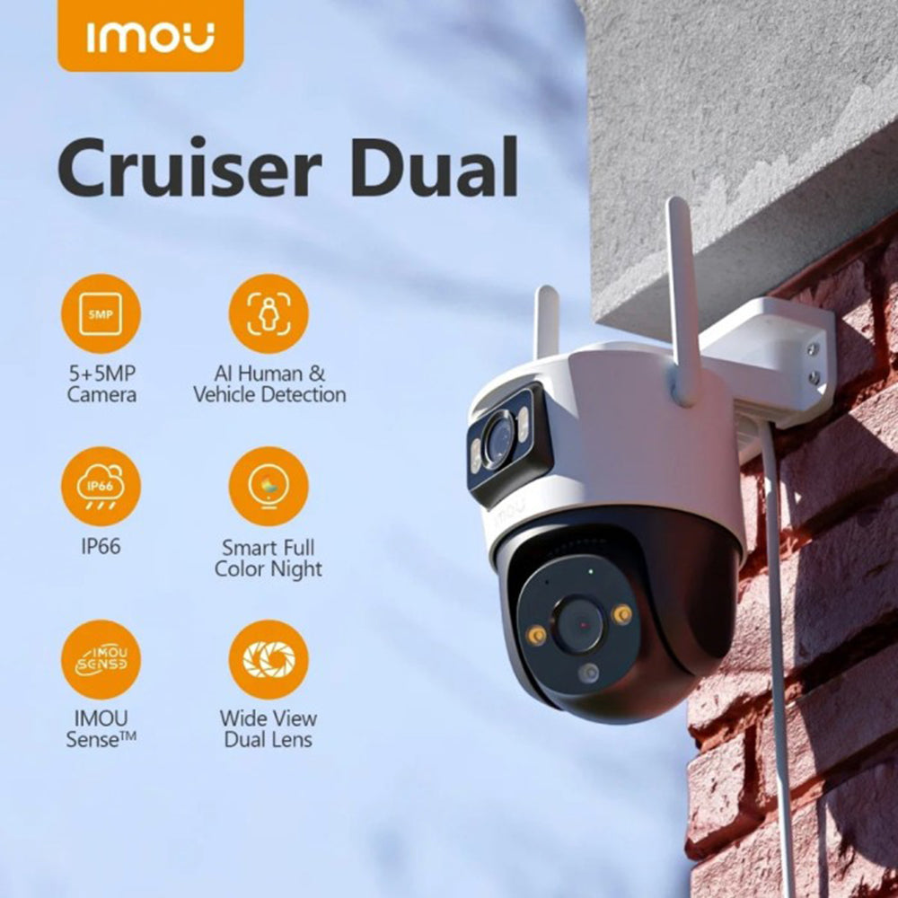 Cámara de Vigilancia Imou Cruiser Dual, Wi-Fi, 2.8K + 2.8K, IP66, Exterior, Blanca IPC-S7XP-10M0WED-0360B